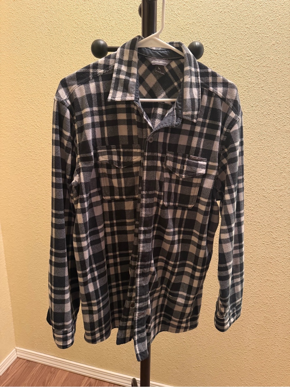 Eddie Bauer Men's Blue & White Plaid Button-Down Shirt